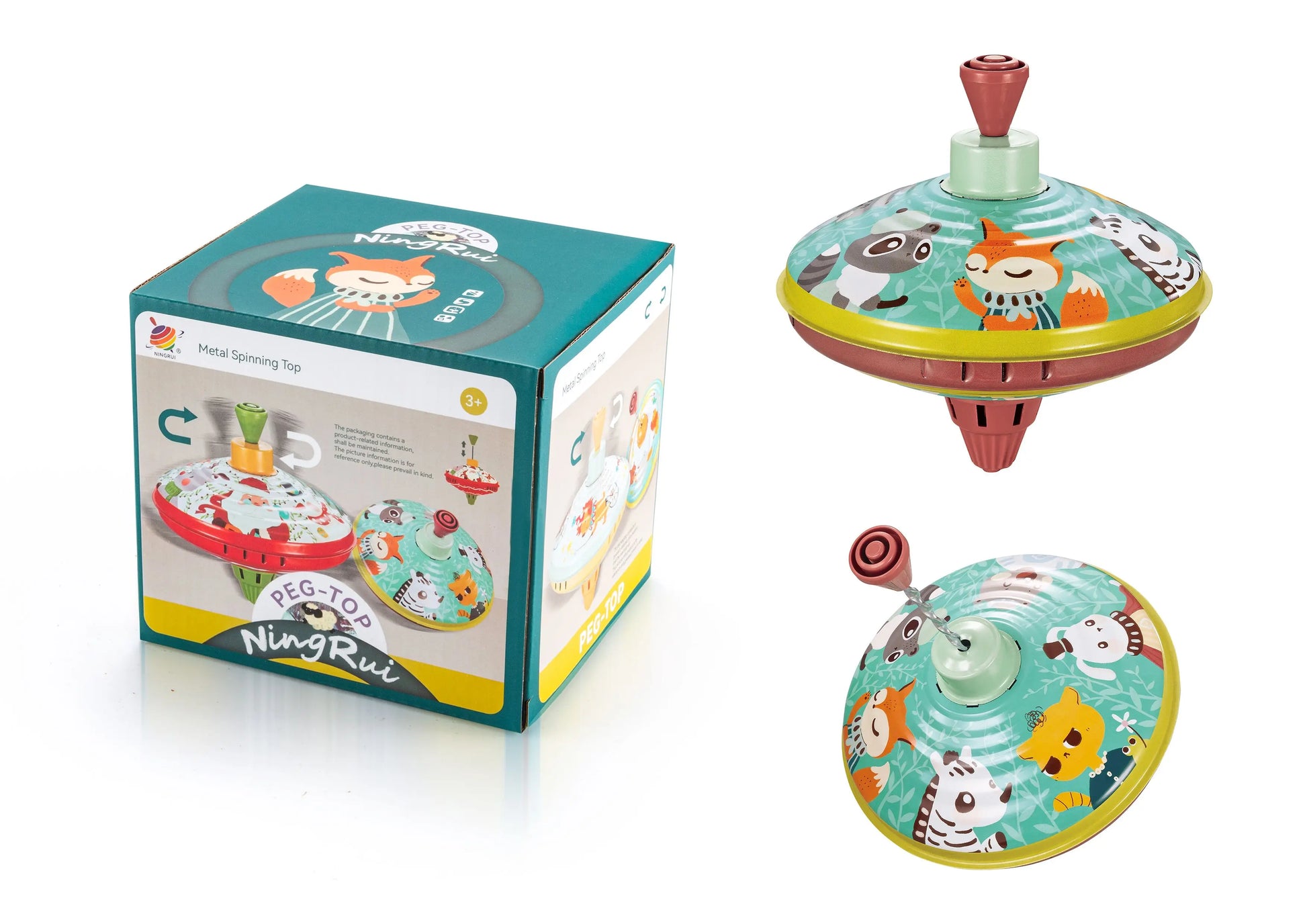 HKM-845587 Classic Metal Hand-Pulled Spinning Top Toy for Kids – Holiday Gift for Ages 3 and Up