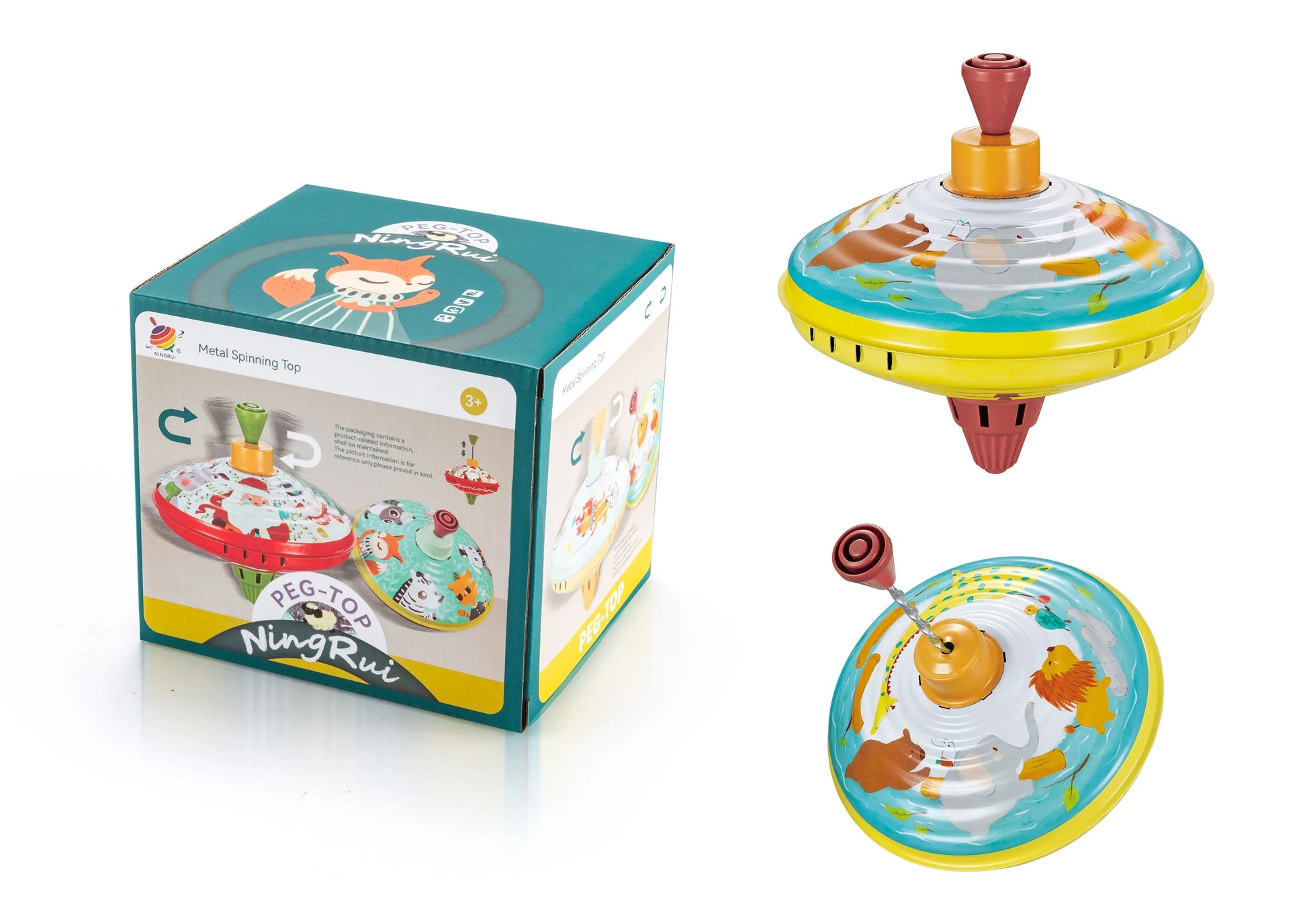HKM-845587 Classic Metal Hand-Pulled Spinning Top Toy for Kids – Holiday Gift for Ages 3 and Up