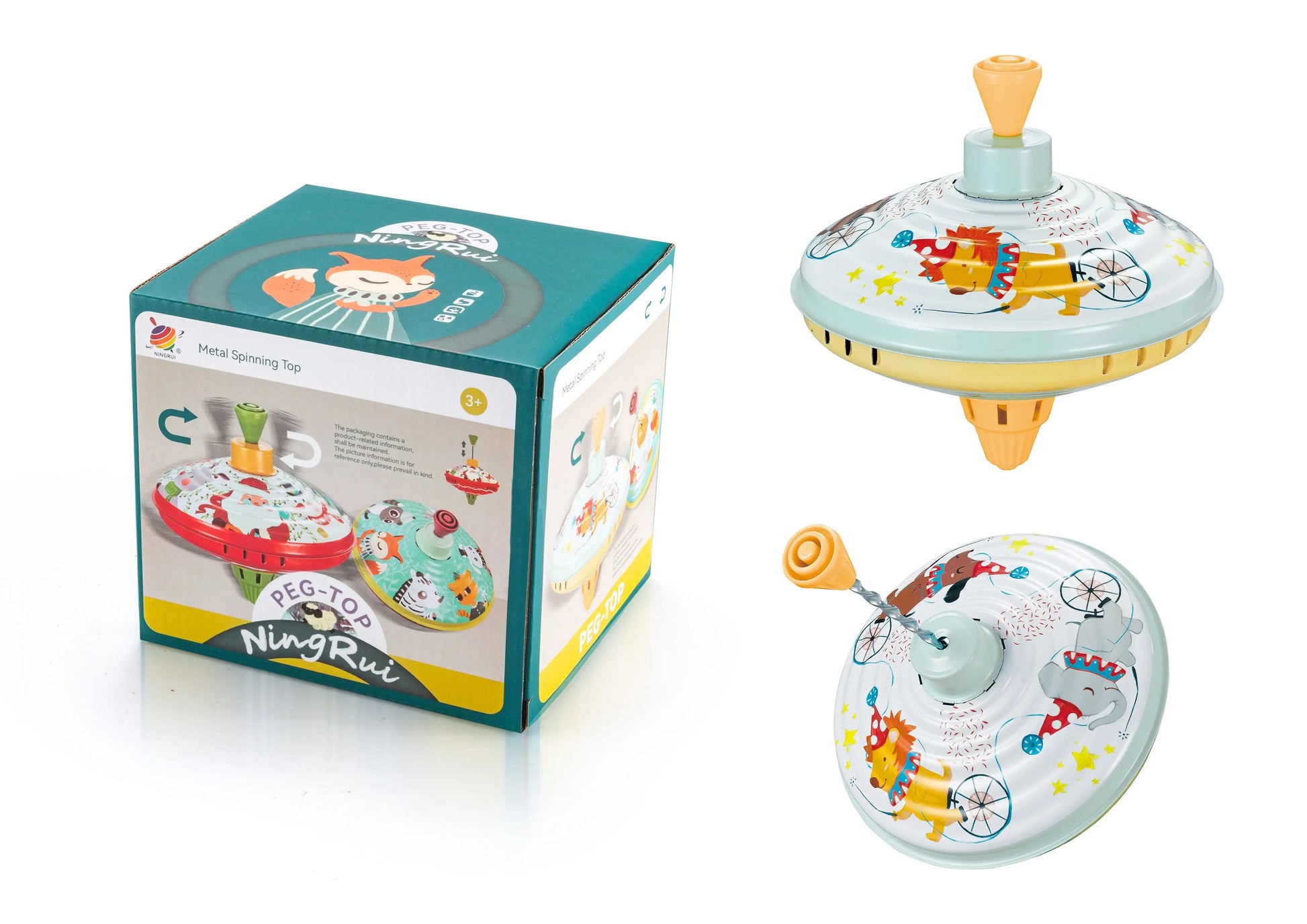 HKM-845587 Classic Metal Hand-Pulled Spinning Top Toy for Kids – Holiday Gift for Ages 3 and Up