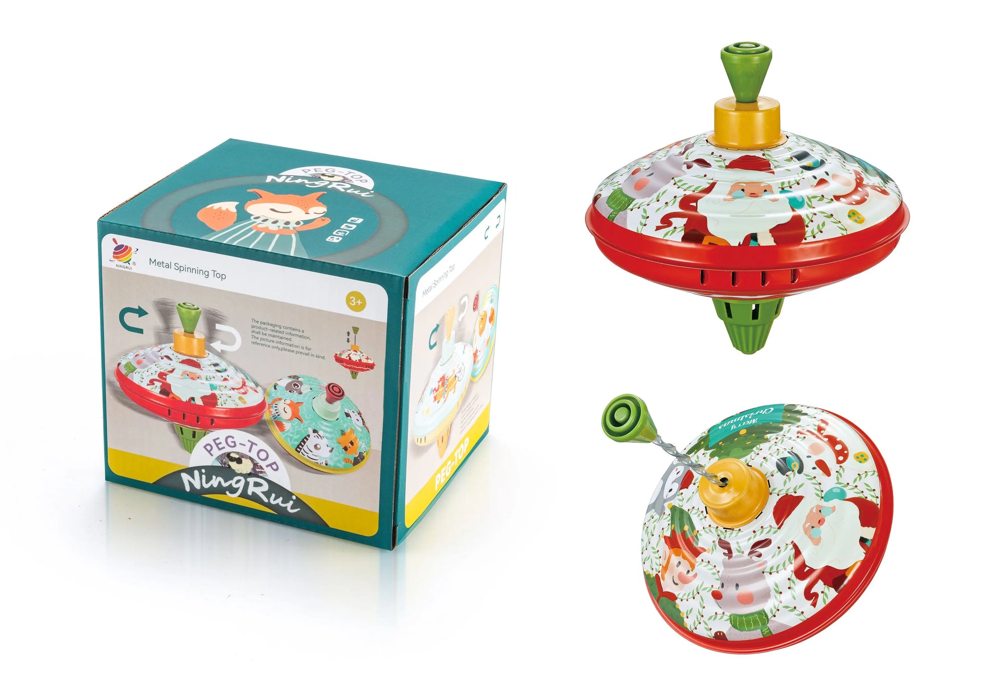 HKM-845587 Classic Metal Hand-Pulled Spinning Top Toy for Kids – Holiday Gift for Ages 3 and Up
