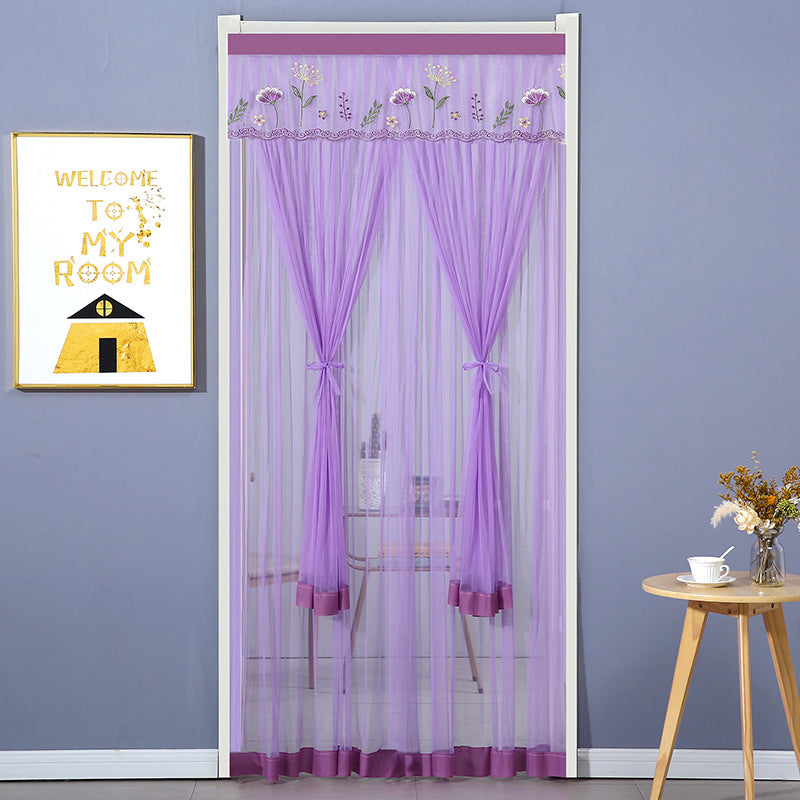 HKM-845715 Mosquito-Proof Lace Curtain - 90x200cm or 100x200cm, Velcro Style, Various Colors Available