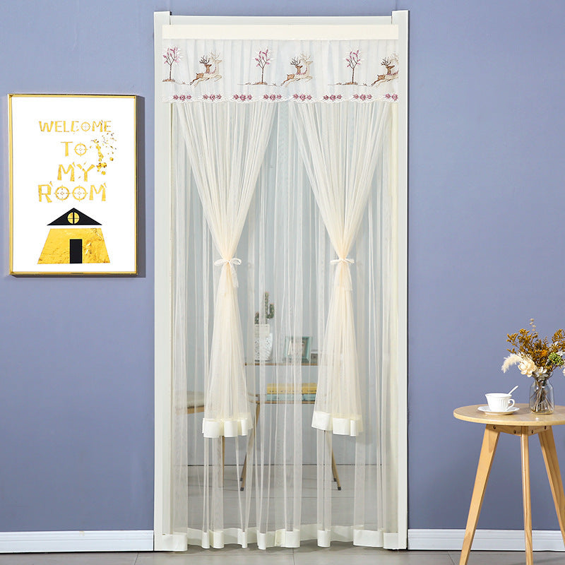 HKM-845715 Mosquito-Proof Lace Curtain - 90x200cm or 100x200cm, Velcro Style, Various Colors Available