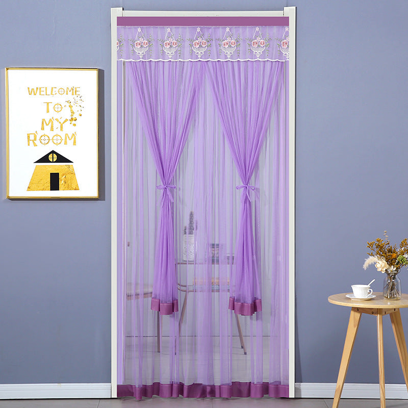 HKM-845715 Mosquito-Proof Lace Curtain - 90x200cm or 100x200cm, Velcro Style, Various Colors Available