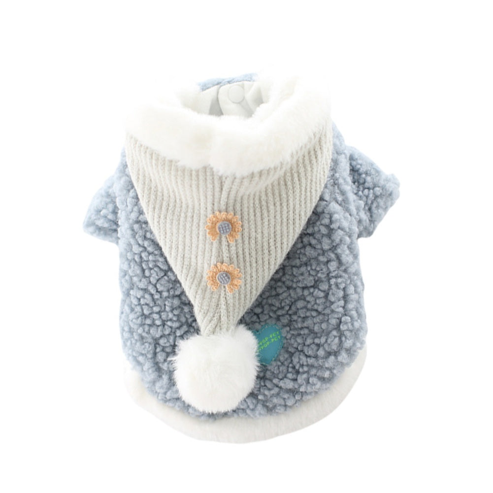 HKM-845779 Cozy Cotton-Padded Princess Coat for Dogs and Cats in Blue and Pink