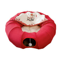 HKM-845843 Foldable Cat Tunnel Bed, Removable & Washable Canvas Design, Suitable for Cats Under 20kg, Matcha Green & Blue