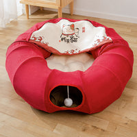 HKM-845843 Foldable Cat Tunnel Bed, Removable & Washable Canvas Design, Suitable for Cats Under 20kg, Matcha Green & Blue
