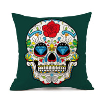 HKM-845843 Personalized Halloween Retro Skull Linen Throw Pillow Cover, 45x45cm