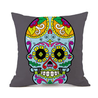 HKM-845843 Personalized Halloween Retro Skull Linen Throw Pillow Cover, 45x45cm