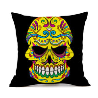 HKM-845843 Personalized Halloween Retro Skull Linen Throw Pillow Cover, 45x45cm