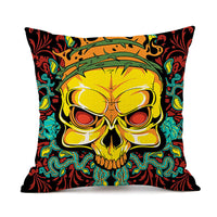 HKM-845843 Personalized Halloween Retro Skull Linen Throw Pillow Cover, 45x45cm