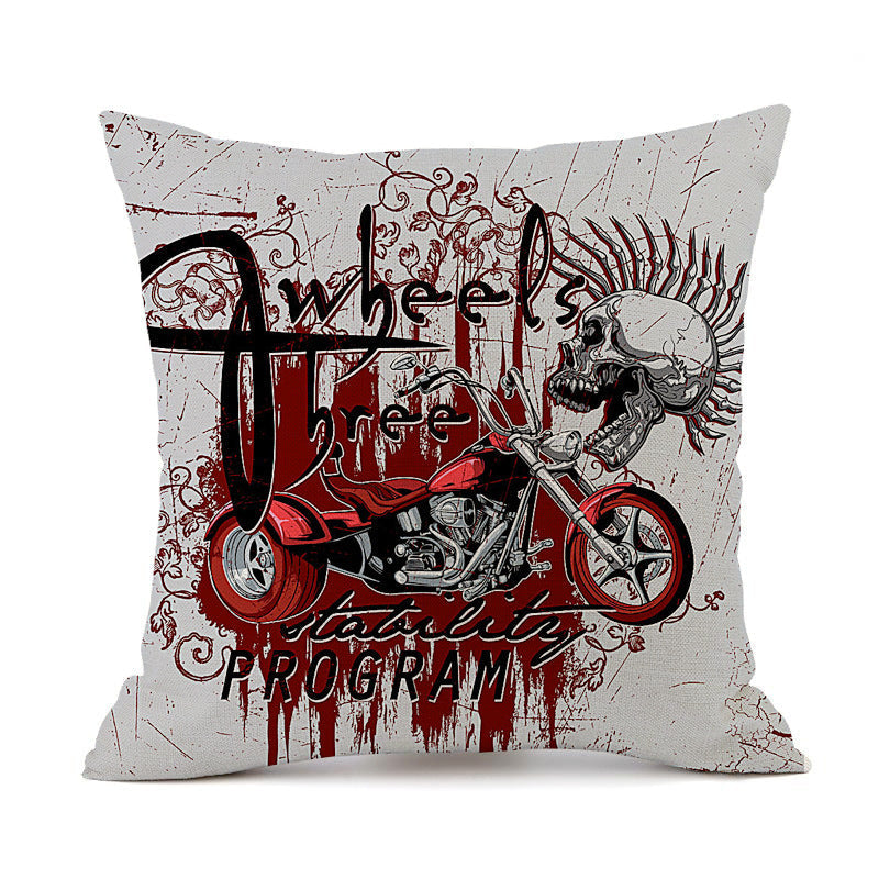 HKM-845843 Personalized Halloween Retro Skull Linen Throw Pillow Cover, 45x45cm