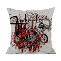 HKM-845843 Personalized Halloween Retro Skull Linen Throw Pillow Cover, 45x45cm