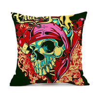 HKM-845843 Personalized Halloween Retro Skull Linen Throw Pillow Cover, 45x45cm