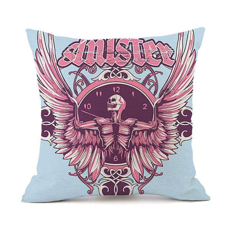 HKM-845843 Personalized Halloween Retro Skull Linen Throw Pillow Cover, 45x45cm