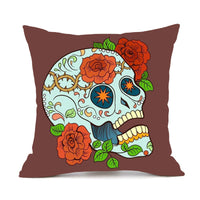 HKM-845843 Personalized Halloween Retro Skull Linen Throw Pillow Cover, 45x45cm