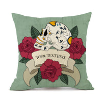 HKM-845843 Personalized Halloween Retro Skull Linen Throw Pillow Cover, 45x45cm