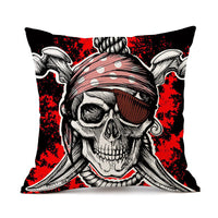 HKM-845843 Personalized Halloween Retro Skull Linen Throw Pillow Cover, 45x45cm