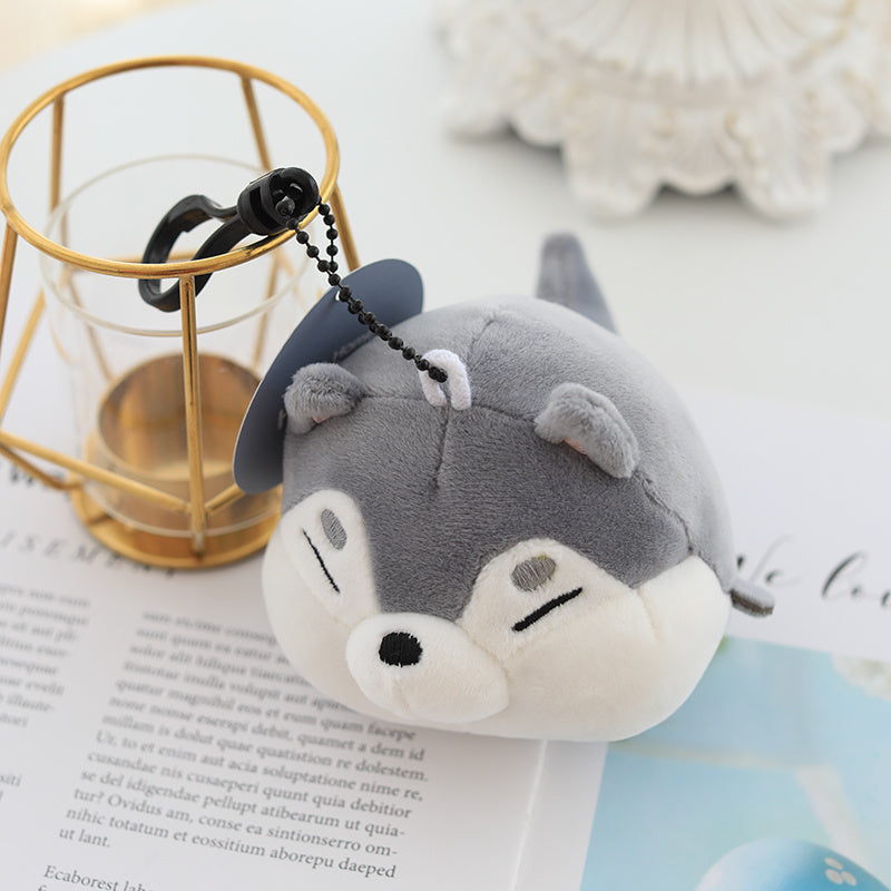 HKM-845843 Shiba Inu and Husky Dog Dumpling Keychain with Cosmetic Bag Set