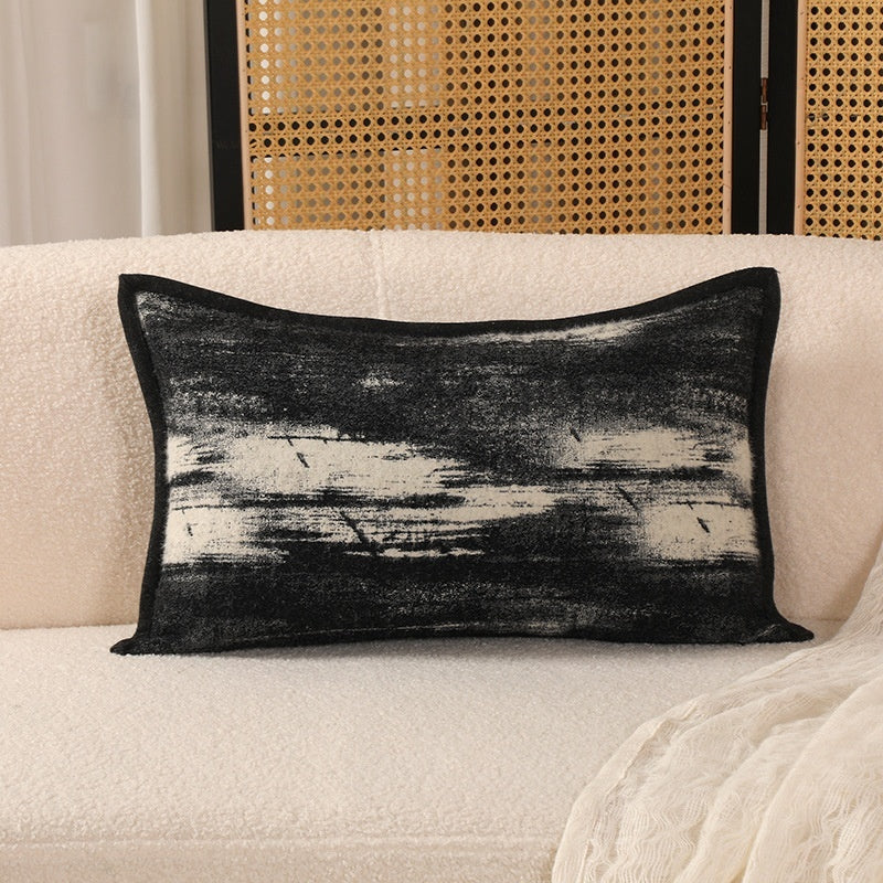HKM-845971 Color Matching Cotton and Linen Couch Pillow - 45x45cm, New Chinese Style