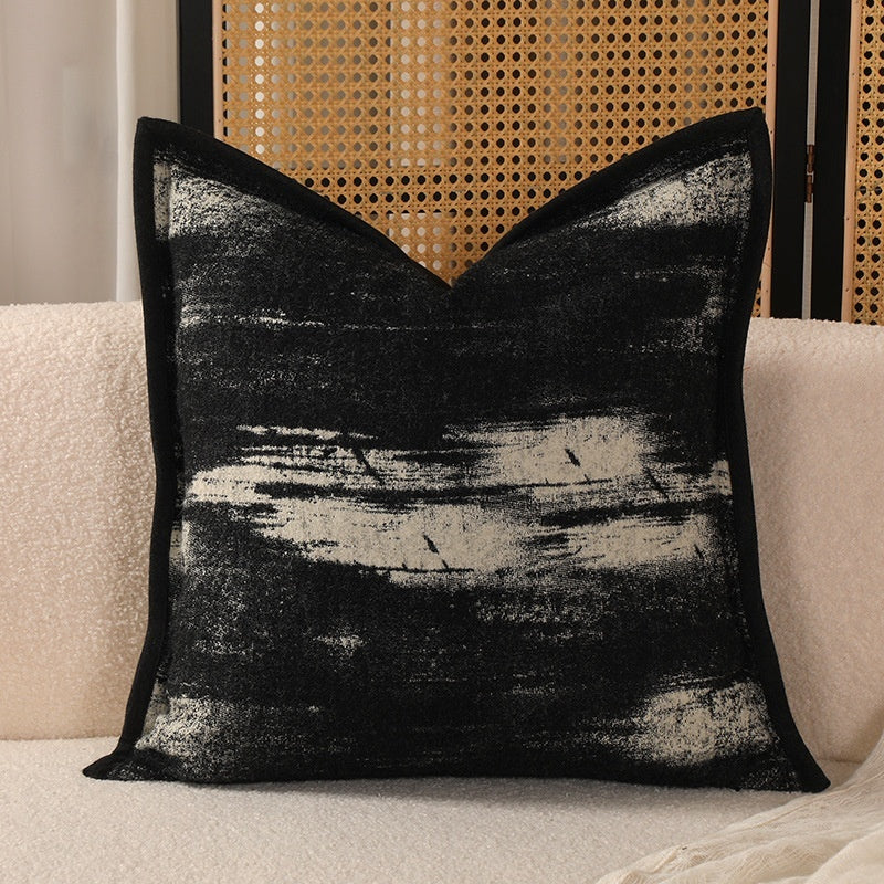 HKM-845971 Color Matching Cotton and Linen Couch Pillow - 45x45cm, New Chinese Style