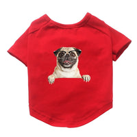 HKM-845971 Cotton Short Sleeve Pet T-Shirt with Bulldog and Pug Prints in Various Colors