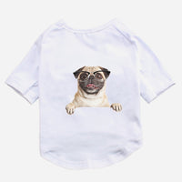 HKM-845971 Cotton Short Sleeve Pet T-Shirt with Bulldog and Pug Prints in Various Colors