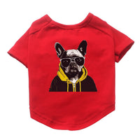 HKM-845971 Cotton Short Sleeve Pet T-Shirt with Bulldog and Pug Prints in Various Colors
