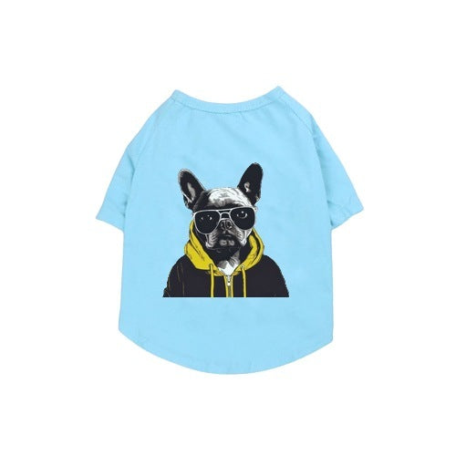 HKM-845971 Cotton Short Sleeve Pet T-Shirt with Bulldog and Pug Prints in Various Colors