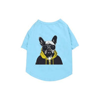 HKM-845971 Cotton Short Sleeve Pet T-Shirt with Bulldog and Pug Prints in Various Colors
