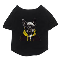 HKM-845971 Cotton Short Sleeve Pet T-Shirt with Bulldog and Pug Prints in Various Colors