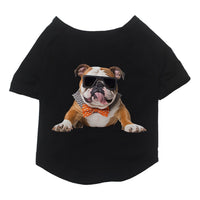 HKM-845971 Cotton Short Sleeve Pet T-Shirt with Bulldog and Pug Prints in Various Colors