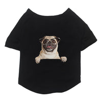 HKM-845971 Cotton Short Sleeve Pet T-Shirt with Bulldog and Pug Prints in Various Colors