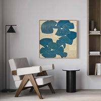 HKM-846099 Hand-Painted Abstract Blue Acrylic Canvas Art for Modern Living Room Decor