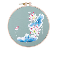 HKM-846163 Fresh Flower Embroidery Kit with Water-Soluble Precision Printing - Cotton Fine-Line Sail, 24cm x 24cm