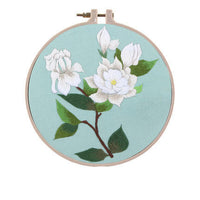 HKM-846163 Fresh Flower Embroidery Kit with Water-Soluble Precision Printing - Cotton Fine-Line Sail, 24cm x 24cm