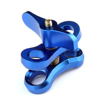 HKM-846227 Three-Hole Butterfly Clip for Diving Photography - Compatible with GOPRO and Other Action Cameras, Aluminum Alloy, Available in Red, Blue, and Black