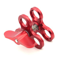 HKM-846227 Three-Hole Butterfly Clip for Diving Photography - Compatible with GOPRO and Other Action Cameras, Aluminum Alloy, Available in Red, Blue, and Black