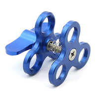 HKM-846227 Three-Hole Butterfly Clip for Diving Photography - Compatible with GOPRO and Other Action Cameras, Aluminum Alloy, Available in Red, Blue, and Black
