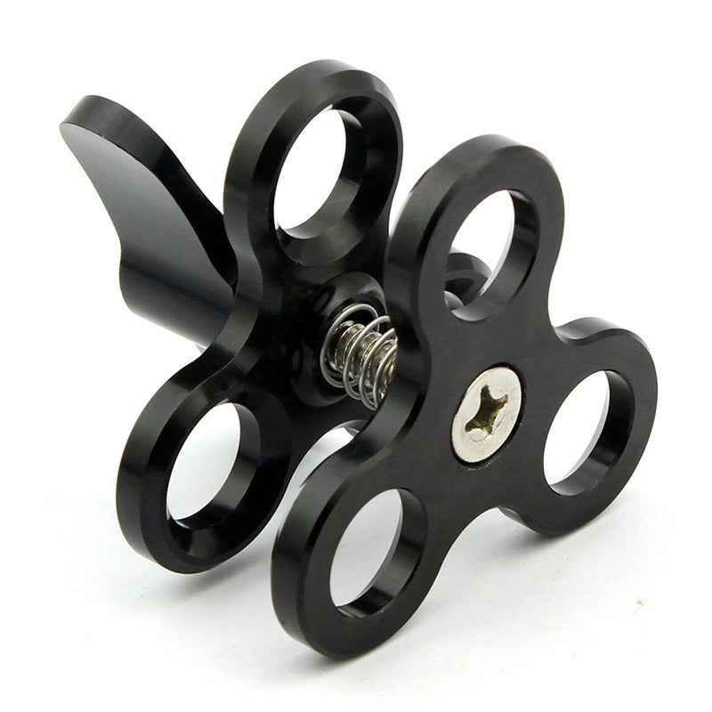 HKM-846227 Three-Hole Butterfly Clip for Diving Photography - Compatible with GOPRO and Other Action Cameras, Aluminum Alloy, Available in Red, Blue, and Black