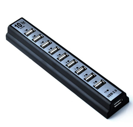 HKM-846355 10-Port USB 2.0 Hub with AC Power Adapter for PC, Laptop, and Notebook