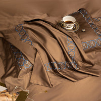 HKM-846483 120 Thread Count Solid Color Pure Cotton Duvet Cover Set with Bed Sheet and Pillowcases