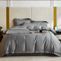 HKM-846483 120 Thread Count Solid Color Pure Cotton Duvet Cover Set with Bed Sheet and Pillowcases