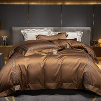 HKM-846483 120 Thread Count Solid Color Pure Cotton Duvet Cover Set with Bed Sheet and Pillowcases