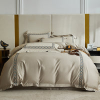 HKM-846483 120 Thread Count Solid Color Pure Cotton Duvet Cover Set with Bed Sheet and Pillowcases