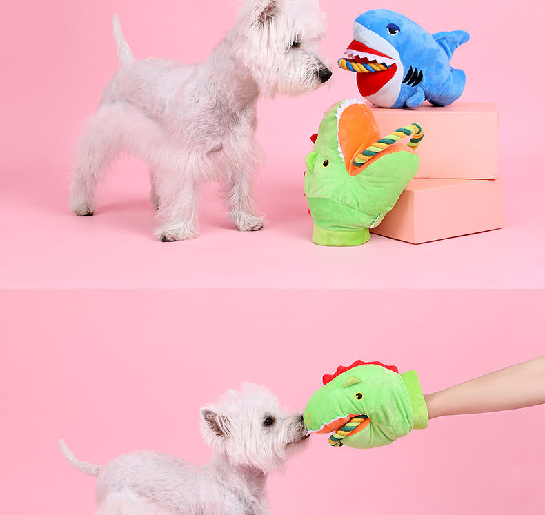 HKM-846611 Plush Monster and Shark Dog Toys for Puppies and Pets
