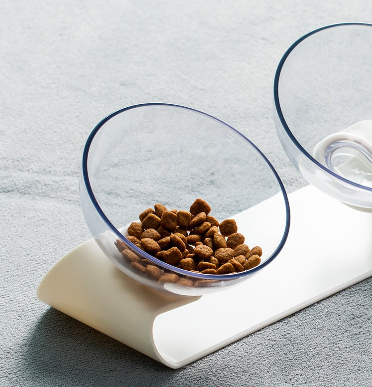 HKM-846675 Double Pet Bowl in White - Durable ABS Material with Sturdy Base, Ideal Size 290 x 138 x 120mm, Lightweight at 305g