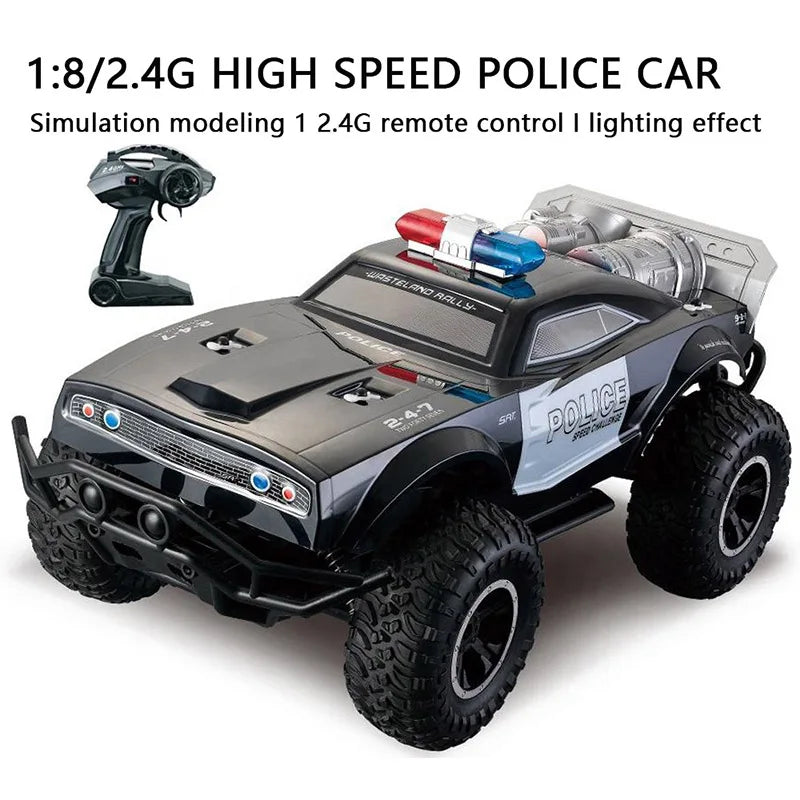 HKM-846739 1:8 Scale Remote Control Police Car - 2.4G High-Speed RC Vehicle for Kids Ages 5+ - Ready-to-Go Toy for Indoor and Outdoor Fun