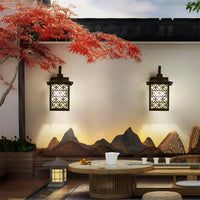 HKM-846867 Retro Outdoor Wall Lamp for Garden Gate – Sand Black Finish, E27 Design, Galvanized Sheet & Zinc Alloy Construction