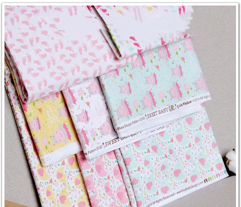 HKM-846995 Candy Color Cotton Cartoon Print Fabric for DIY Handmade Clothing - 45cm x 110cm