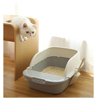 HKM-846995 Semi-Enclosed Cat Litter Basin for Young and Adult Cats - Compatible with Various Cat Litters